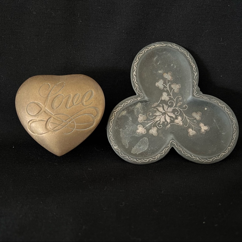 Two Vintage Brass❤️Metal Trinket Holders